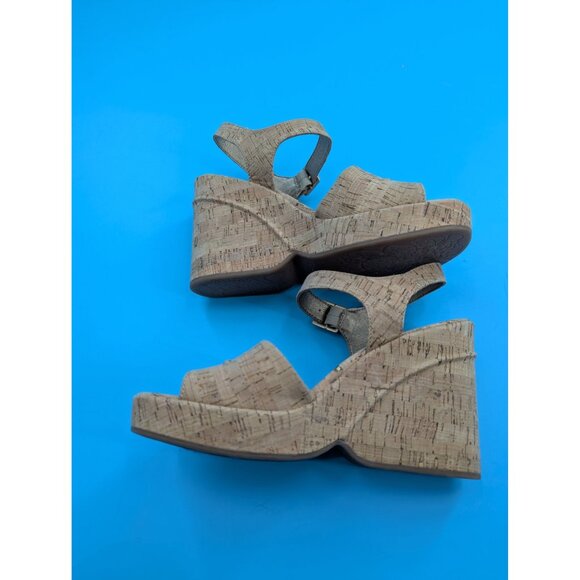 Korks Bardot II Sandal Size 10 Block Heel Platform Retro Cork Brown Vegan NEW - Picture 7 of 8